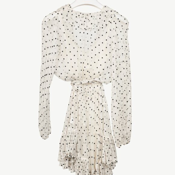 Zimmermann Adorn White Polka-Dot Silk Ruffle Wrap Dress - Picture 3 of 10